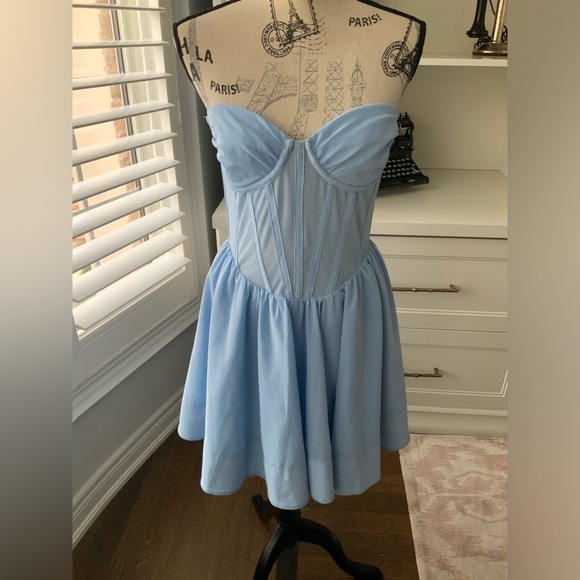 BARDOT Hart Corset Mini Dress Strapless Artic Blue Women’s Size 8 BRAND NEW - Picture 10 of 16